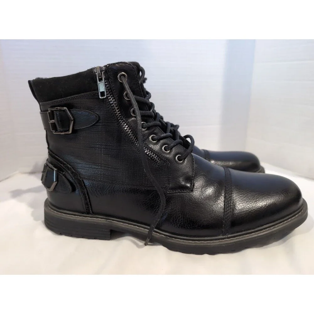 BRUNO MARC MOTORCYCLE BOOTS Size 11 RIDING OXFORD FAUX LEATHER  MEN'S NEW